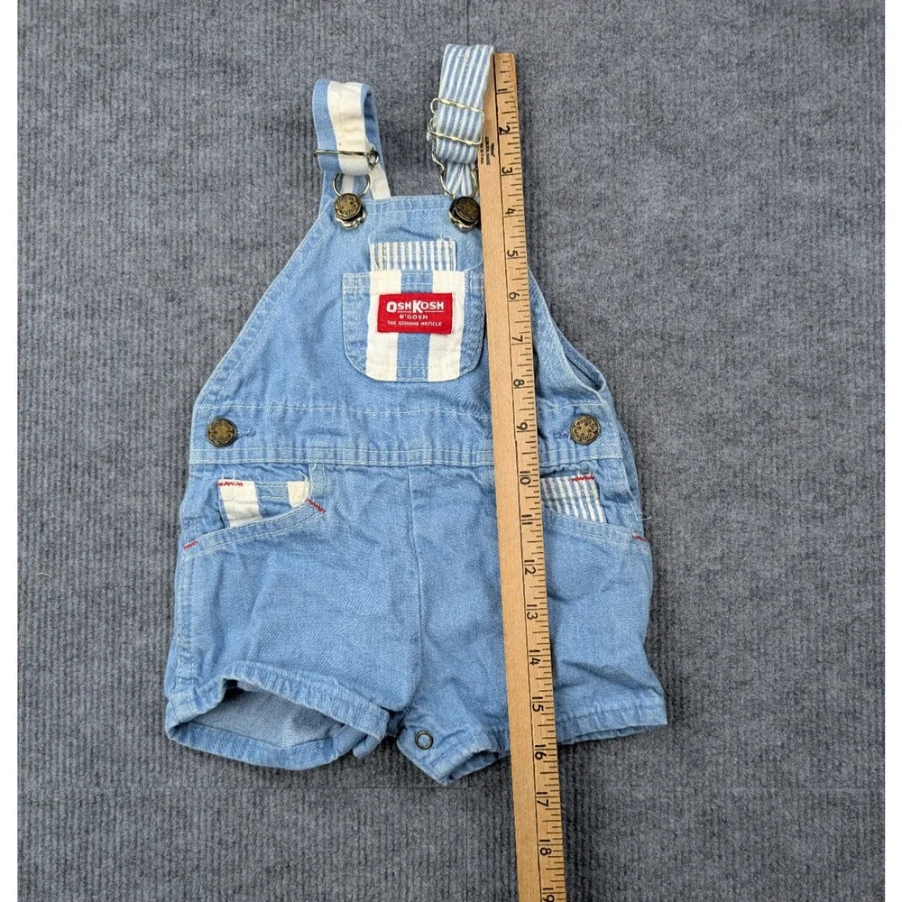 Vintage OshKosh B'Gosh Overalls Baby 12M Railroad Stripes USA Made Vestback Shor